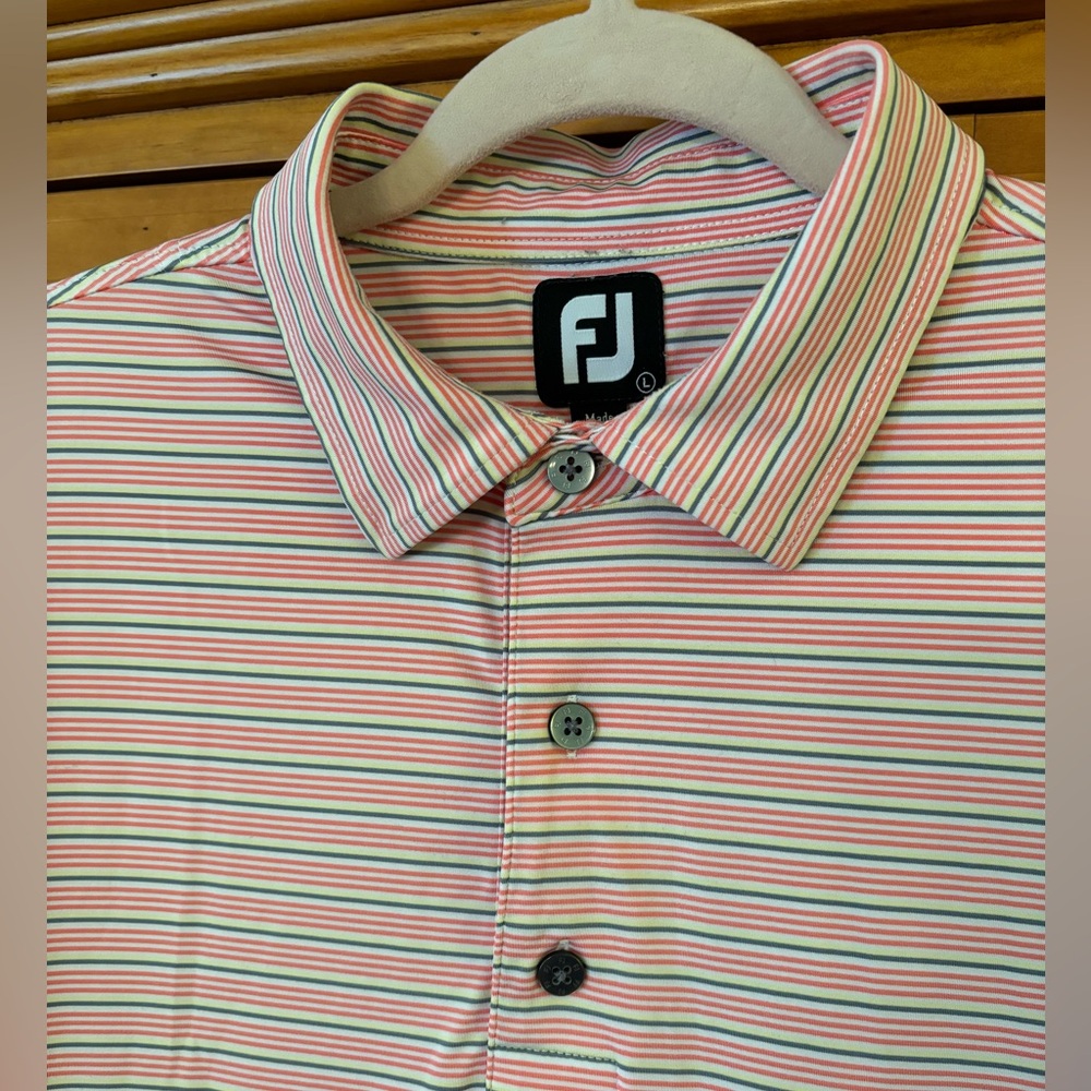 Mens FJ FootJoy Stripe SS Golf Shirt Generous Size L